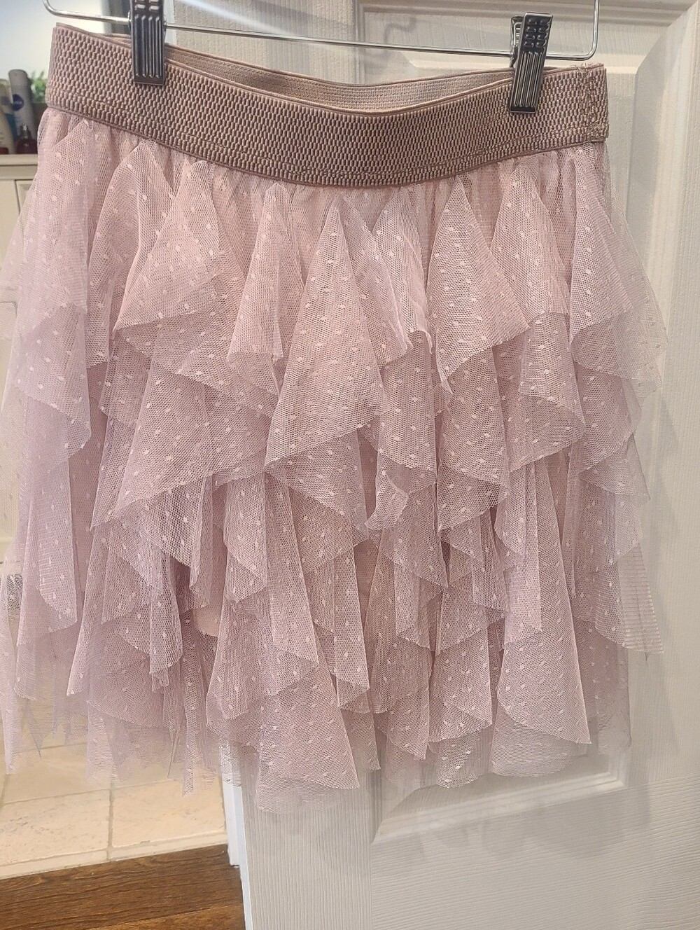 Anthropologie Dusty Rose Layered Ruffle Tulle Skirt